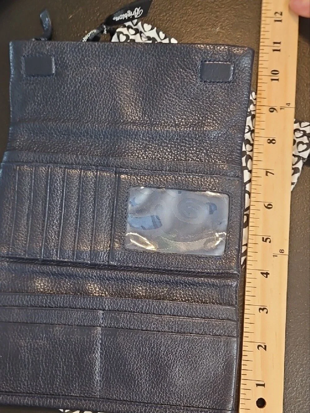 Brighton Navy Blue Leather Studded Tri-Fold Clutch Wallet + Dustbag Nice! ST34
